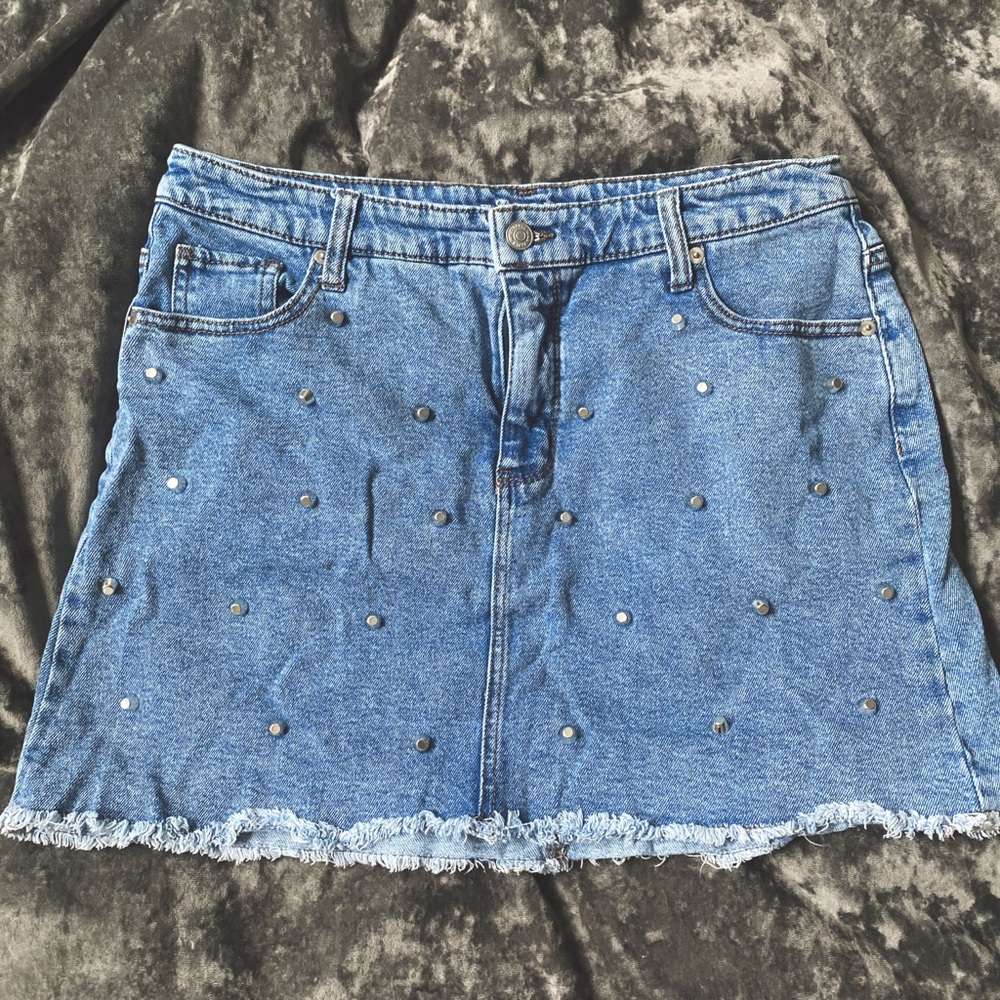 Studded Denim Skirt
